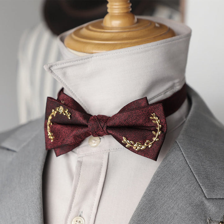Golden Vine Jacquard Double Layer Adjustable Strap Bow Tie