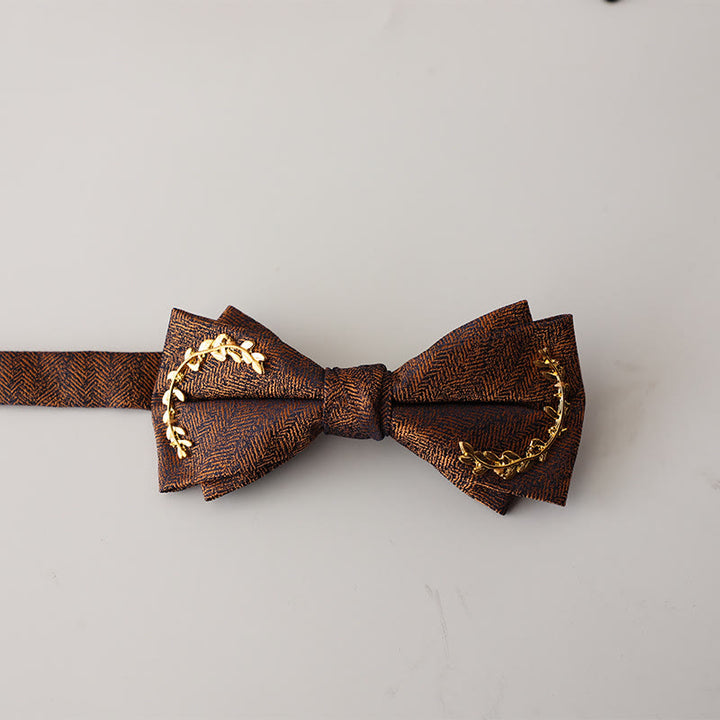 Golden Vine Jacquard Double Layer Adjustable Strap Bow Tie