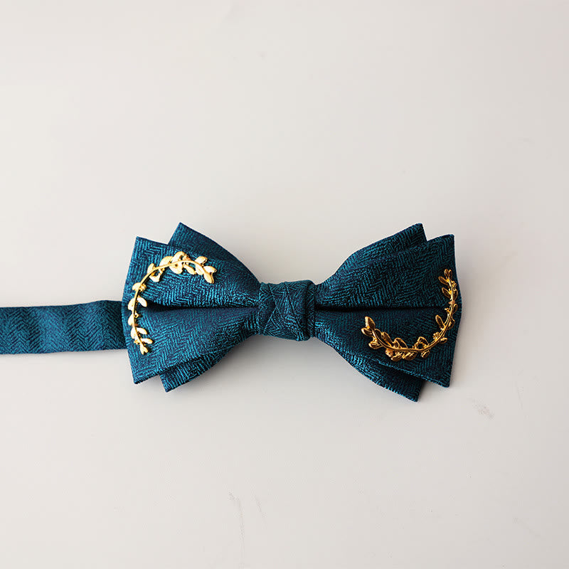 Golden Vine Jacquard Double Layer Adjustable Strap Bow Tie