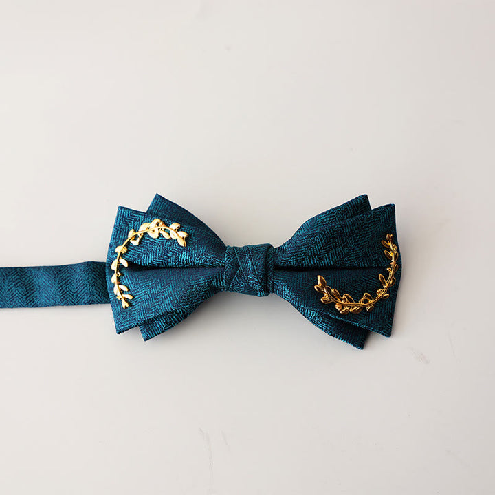 Golden Vine Jacquard Double Layer Adjustable Strap Bow Tie