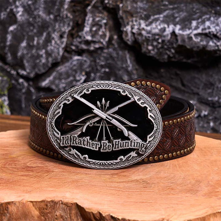 I'd Rather Be Hunting Gun DIY Buckle Leather Belt