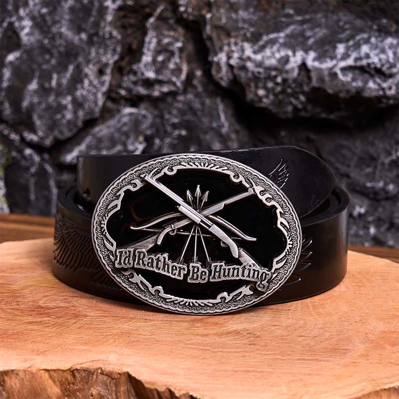 I'd Rather Be Hunting Gun DIY Buckle Leather Belt