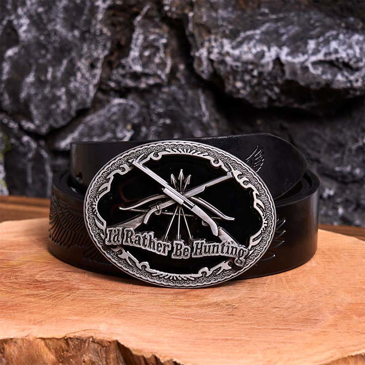 I'd Rather Be Hunting Gun DIY Buckle Leather Belt