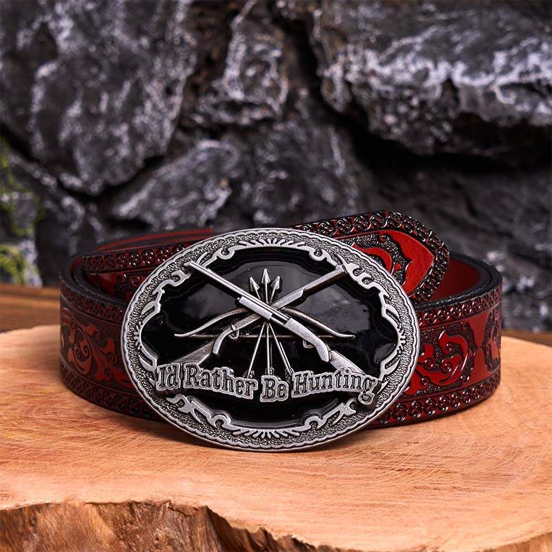 I'd Rather Be Hunting Gun DIY Buckle Leather Belt