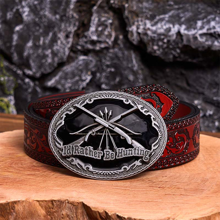 I'd Rather Be Hunting Gun DIY Buckle Leather Belt