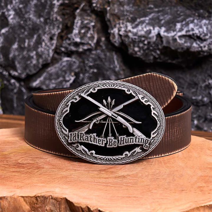 I'd Rather Be Hunting Gun DIY Buckle Leather Belt