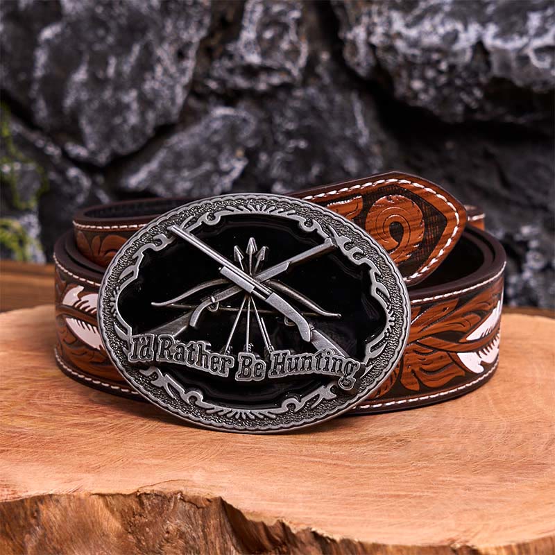 I'd Rather Be Hunting Gun DIY Buckle Leather Belt