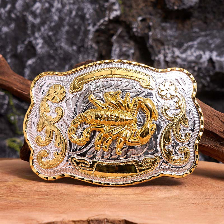 Gold Silver Floral Scorpion DIY Buckle Leather Belt - Scorpion - Without Belt - Not Included Belt - image 1