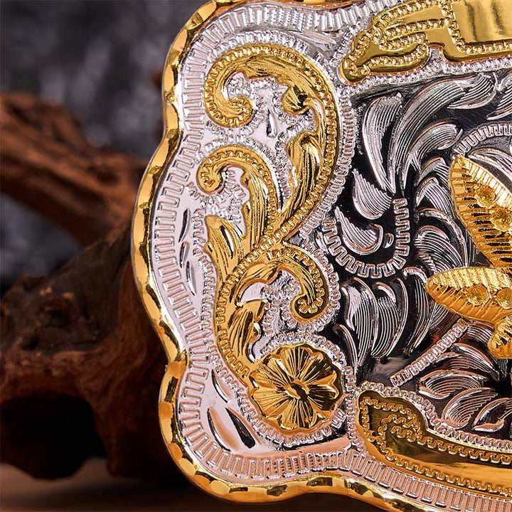 Gold Silver Floral Maple DIY Buckle Leather Belt - image 5