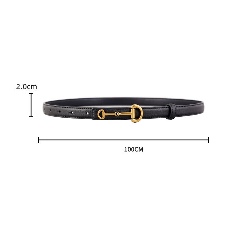 Women's Horseshoe Buckle Belt Leather Skinny Belt