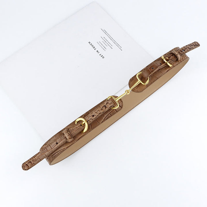 Vintage Crocodile Pattern Belt Snaffle Bit Belt