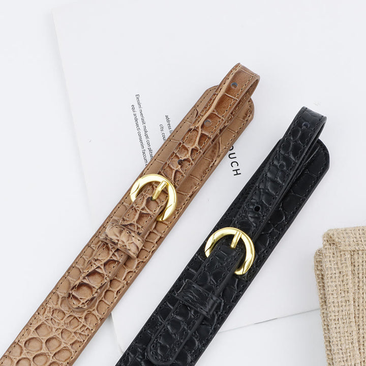 Vintage Crocodile Pattern Belt Snaffle Bit Belt