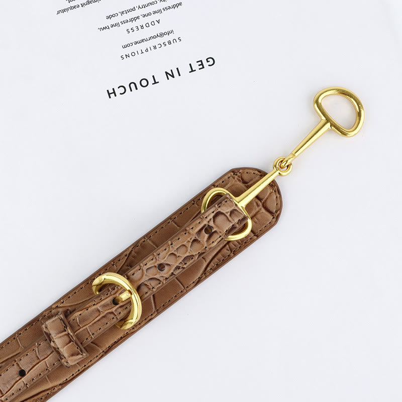 Vintage Crocodile Pattern Belt Snaffle Bit Belt