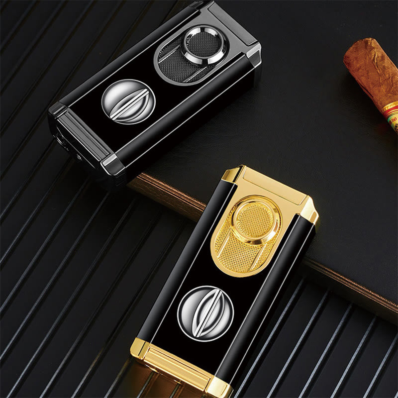 3 In 1 Triple Burner Lighter With Built-In Cigar Cutter