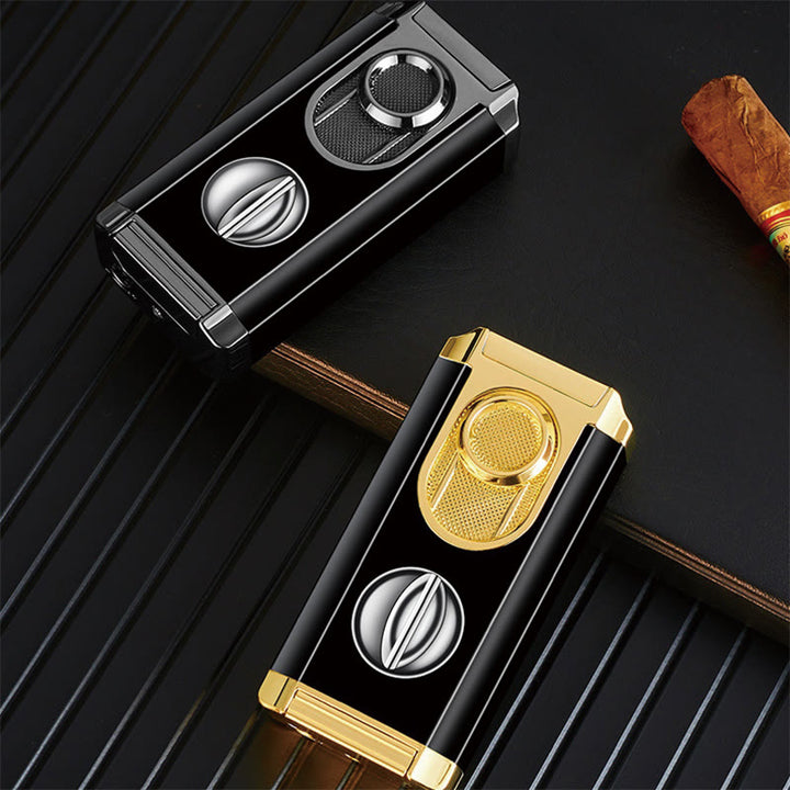 3 In 1 Triple Burner Lighter With Built-In Cigar Cutter