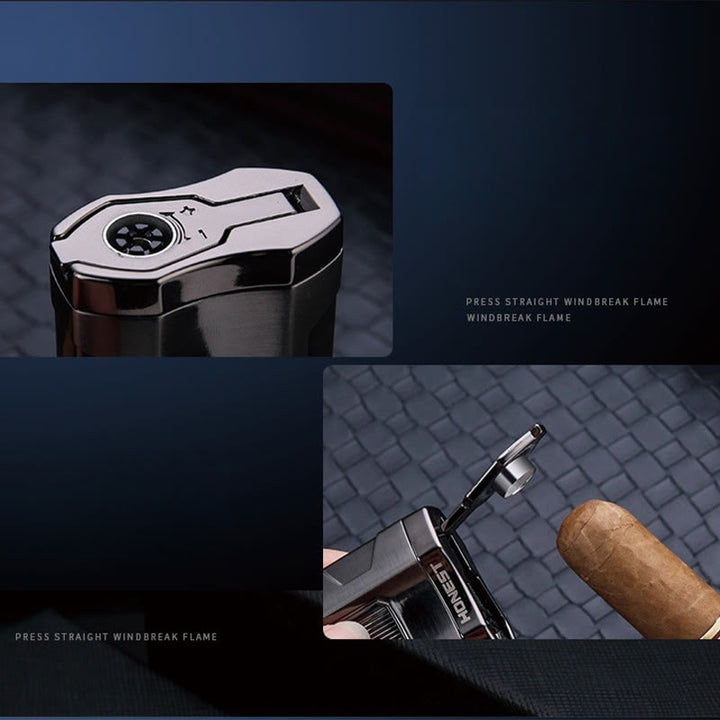 Portable Triple Burner Lighter With Cigar Cutter