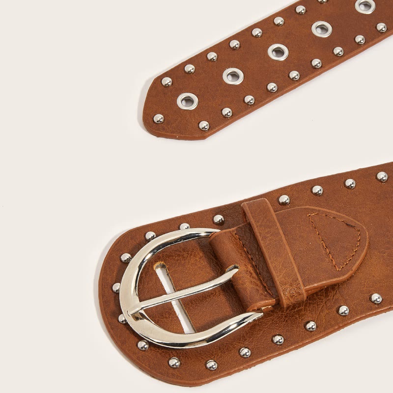Punk Style Studded Belt Rivet Wide Leather Belt