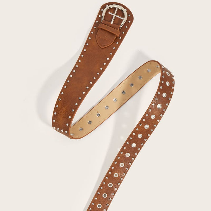 Punk Style Studded Belt Rivet Wide Leather Belt