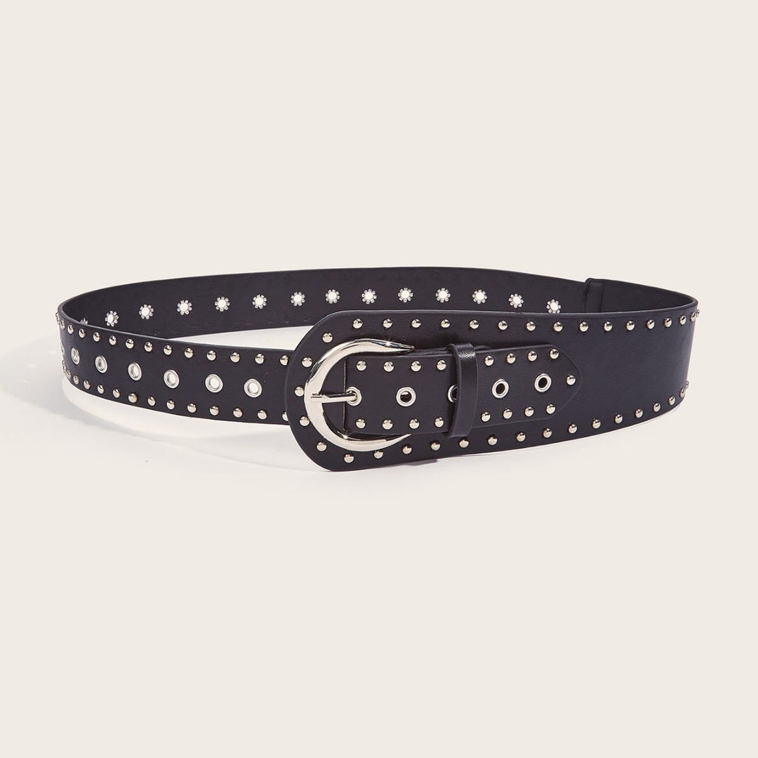 Punk Style Studded Belt Rivet Wide Leather Belt