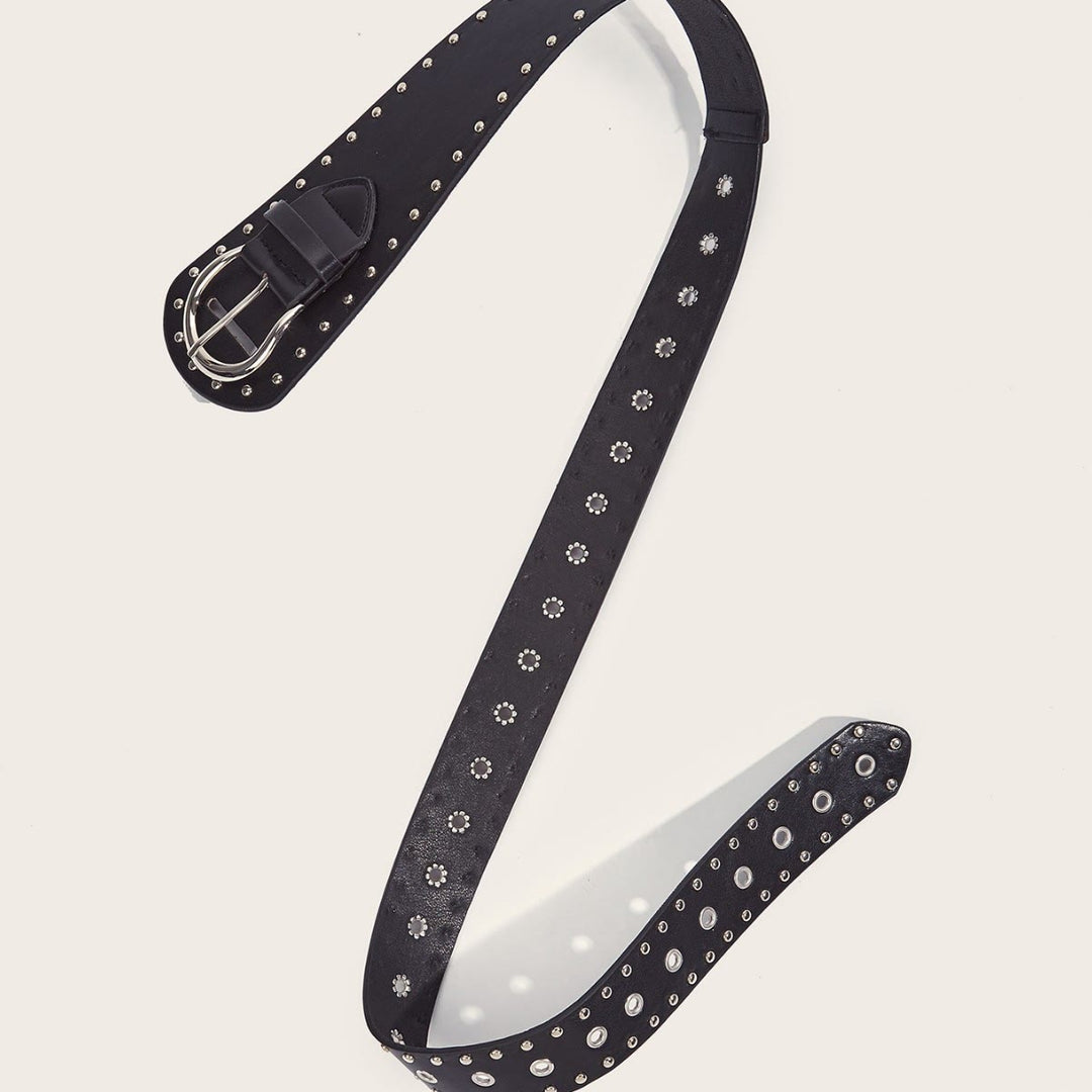 Punk Style Studded Belt Rivet Wide Leather Belt