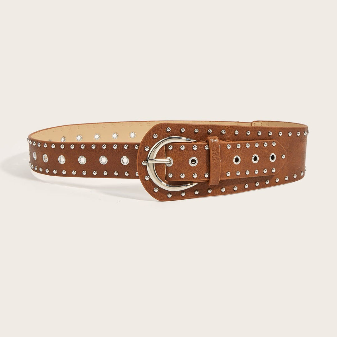 Punk Style Studded Belt Rivet Wide Leather Belt