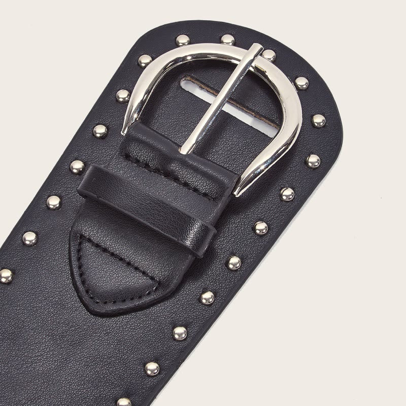 Punk Style Studded Belt Rivet Wide Leather Belt