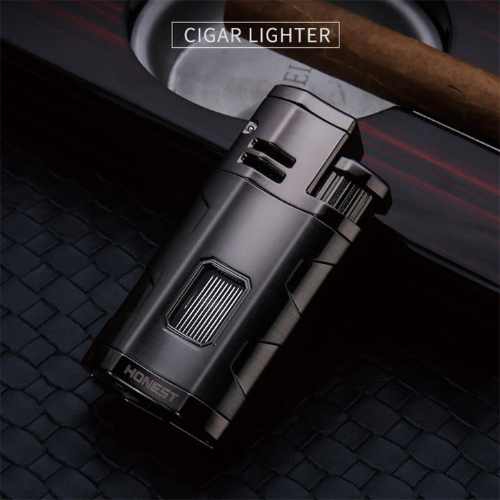 Portable Triple Burner Lighter With Cigar Cutter