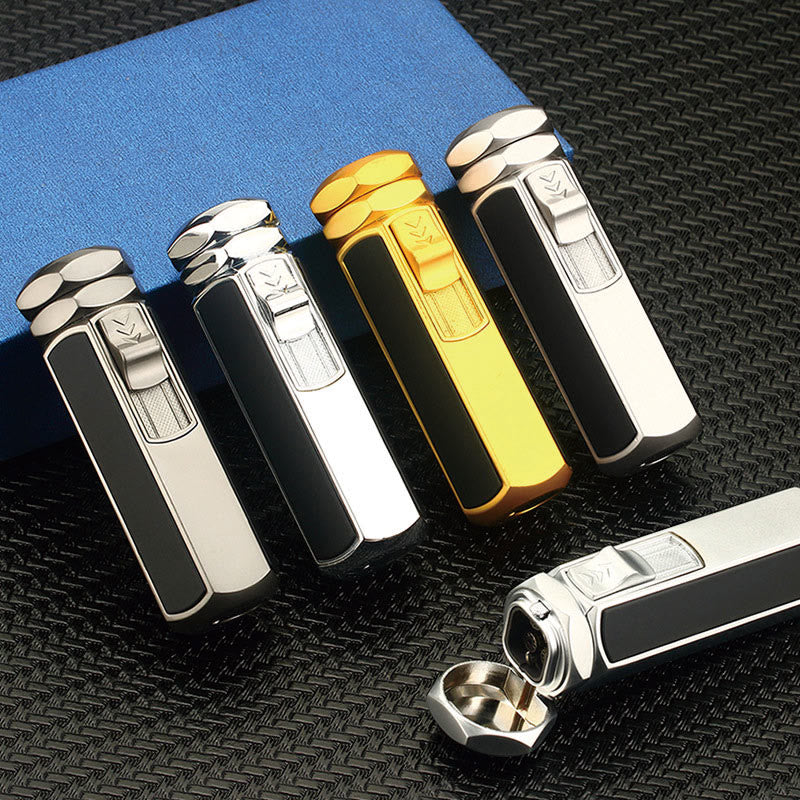 Quad Flame Lighter Refillable Butane Four Burner Lighter