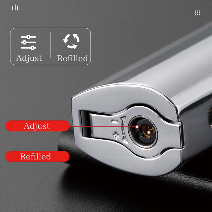 Windproof Triple Burner Lighter With Folding Cigar Cutter