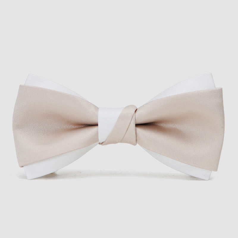 Men's Gentle Pink & White Double Layered Bow Tie