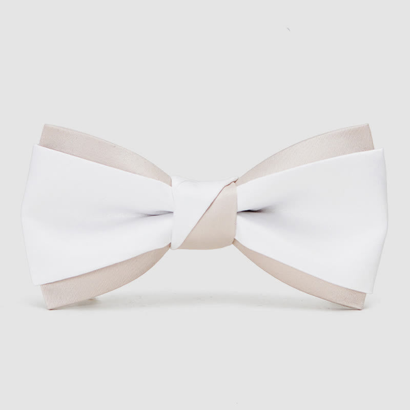 Men's Gentle Pink & White Double Layered Bow Tie