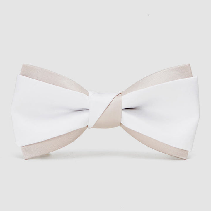 Men's Gentle Pink & White Double Layered Bow Tie