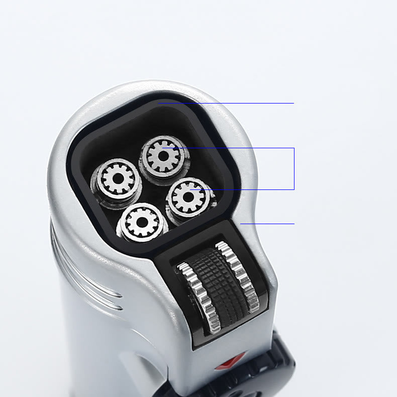 Quad Flame Lighter With Cigar Puncher Four Burner Lighter