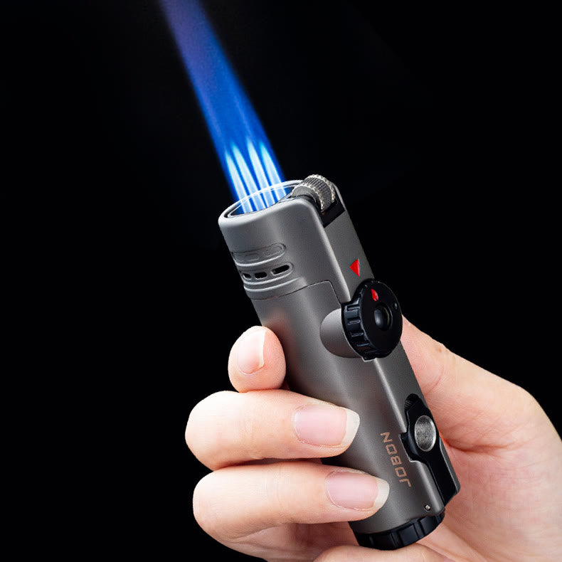 Quad Flame Lighter With Cigar Puncher Four Burner Lighter
