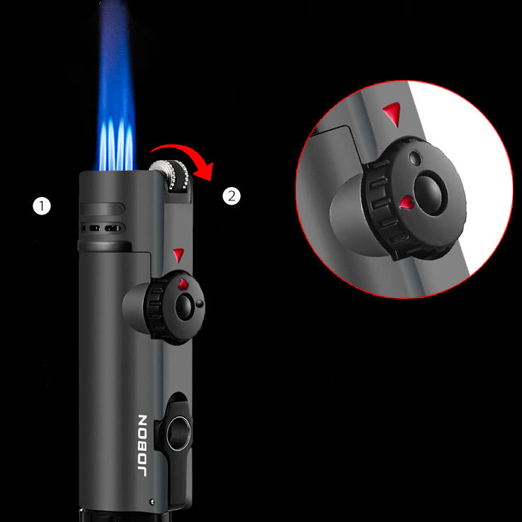 Quad Flame Lighter With Cigar Puncher Four Burner Lighter