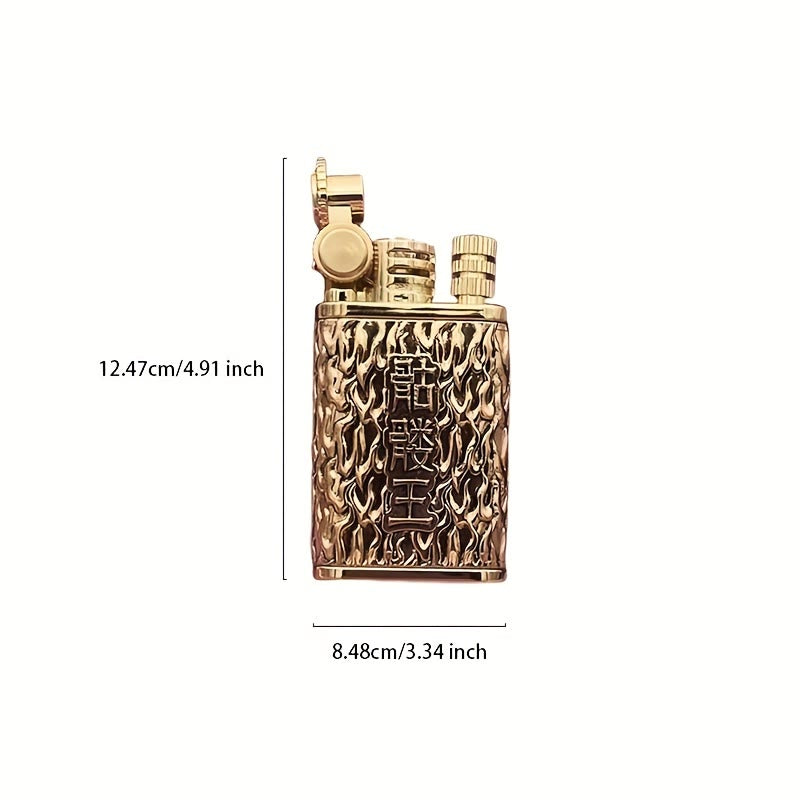 2-In-1 Permanent Match Flint Wheel Embossing Skull Kerosene Lighter - image 3