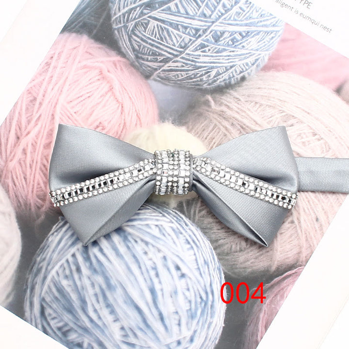 Glitter Diamond Silk Satin Adjustable Strap Bow Tie