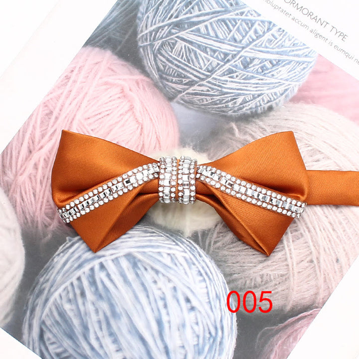 Glitter Diamond Silk Satin Adjustable Strap Bow Tie