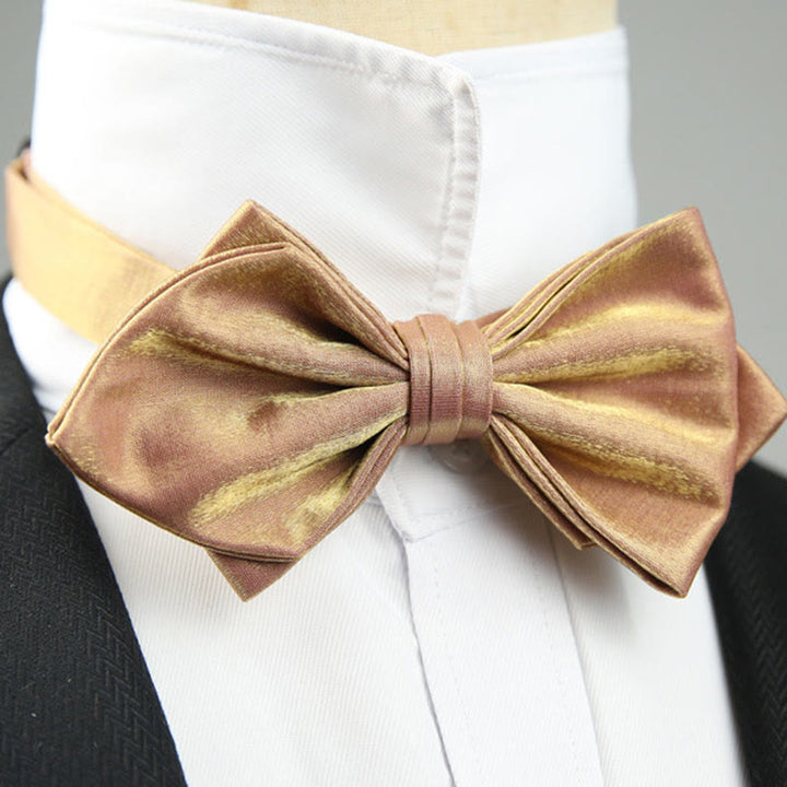 Suede Satin Pre-tied Adjustable Strap Pointed Bow Tie
