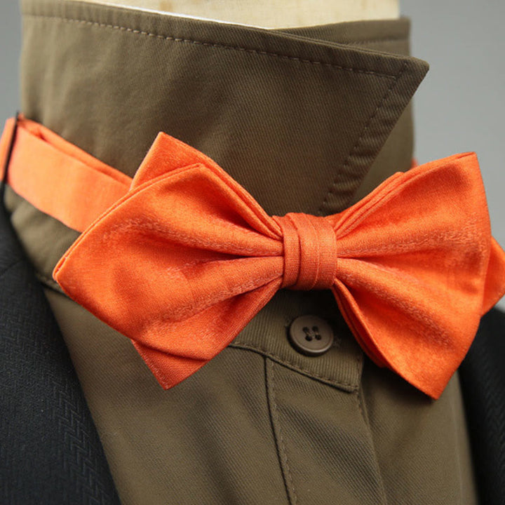 Suede Satin Pre-tied Adjustable Strap Pointed Bow Tie