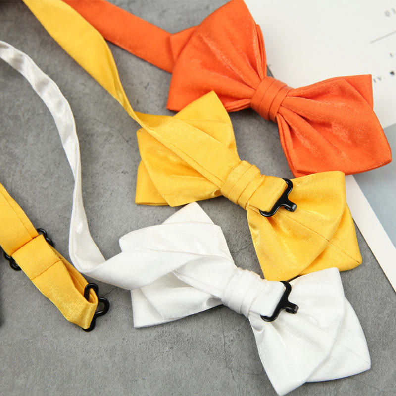 Suede Satin Pre-tied Adjustable Strap Pointed Bow Tie