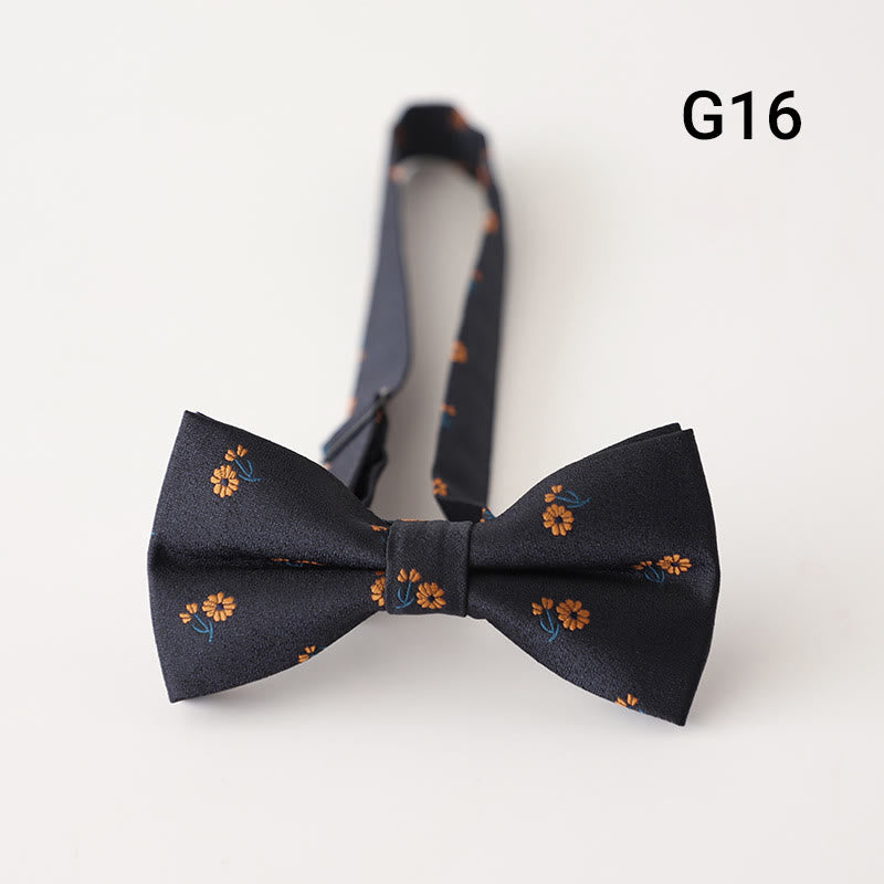 Retro Floral Printed Pre-tied Adjustable Strap Bow Tie