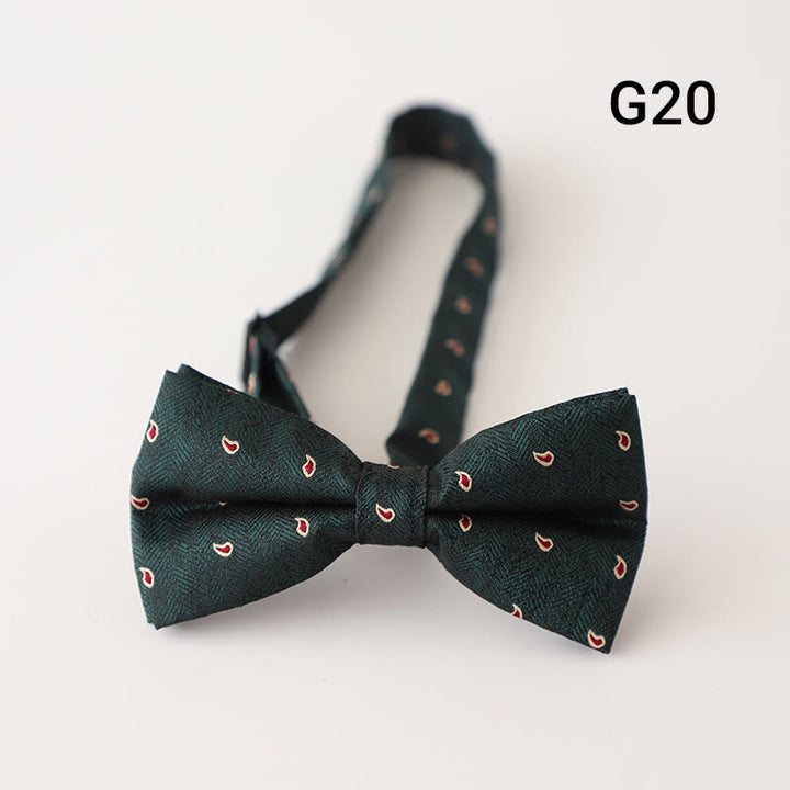 Retro Floral Printed Pre-tied Adjustable Strap Bow Tie