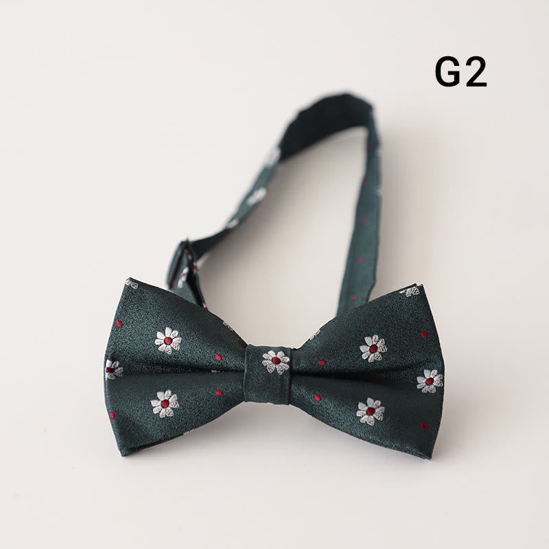 Retro Floral Printed Pre-tied Adjustable Strap Bow Tie