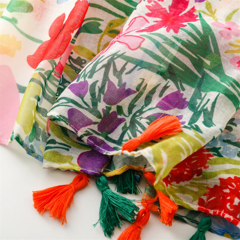 Women's Colorful Floral Printed Lightweight Thin Scarf
