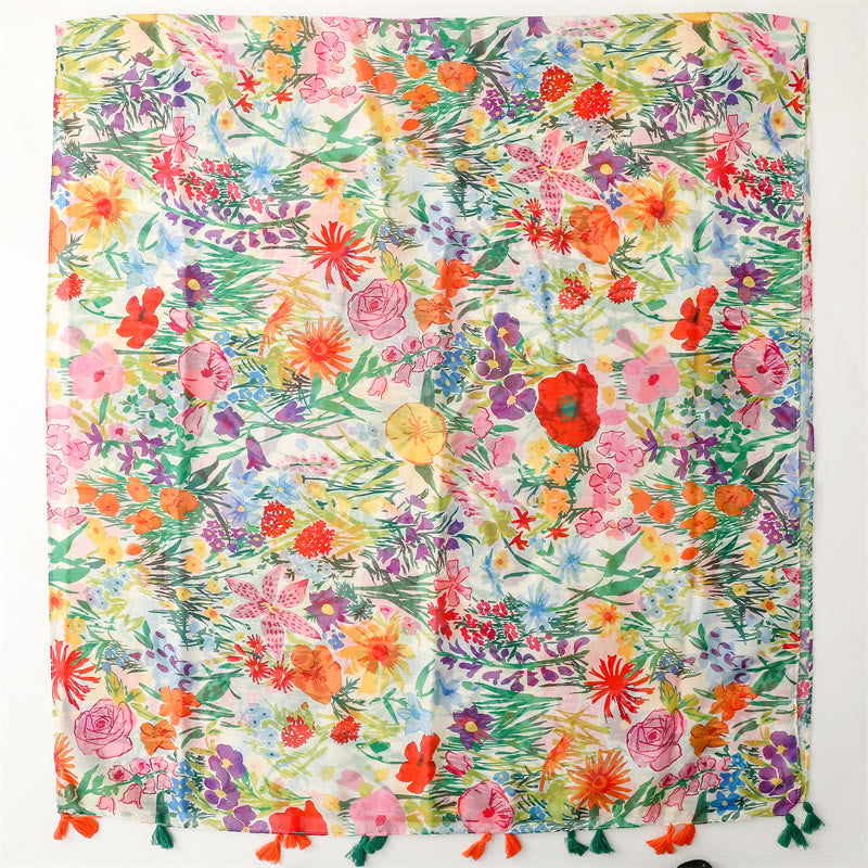 Women's Colorful Floral Printed Lightweight Thin Scarf