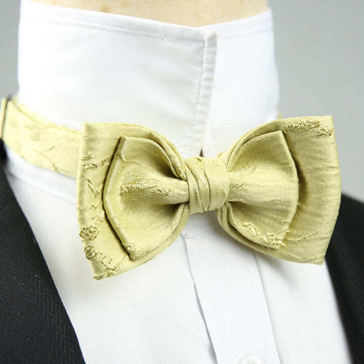 Jacquard Double Layer Pre-tied Adjustable Strap Bow Tie