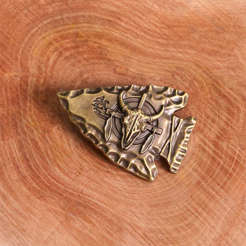 Bronze Triangle DIY Arrowhead Shaped Bull Buckle Leather Belt