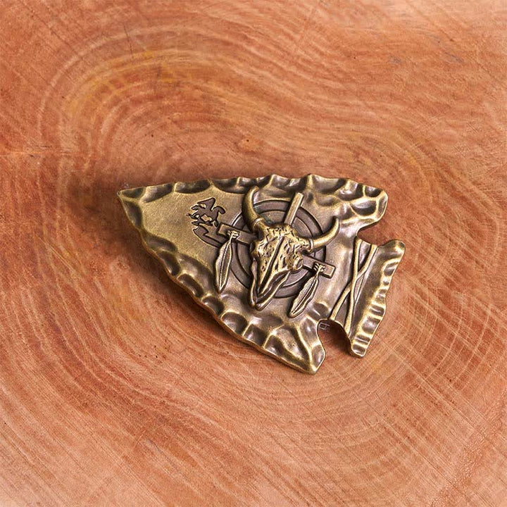 Bronze Triangle DIY Arrowhead Shaped Bull Buckle Leather Belt