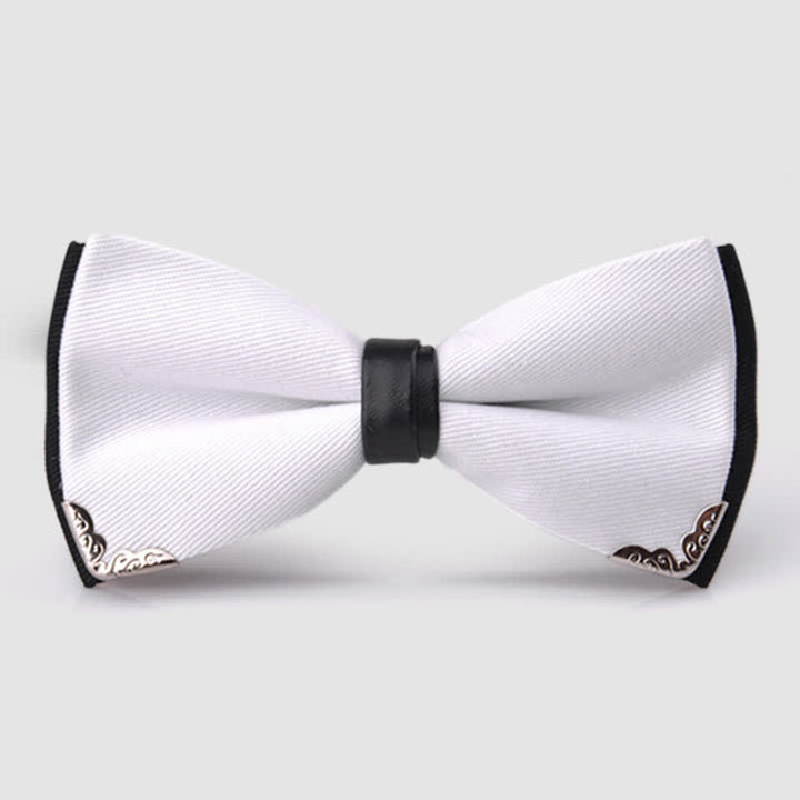 Men's Classy Metal Trim Gold Bow Tie